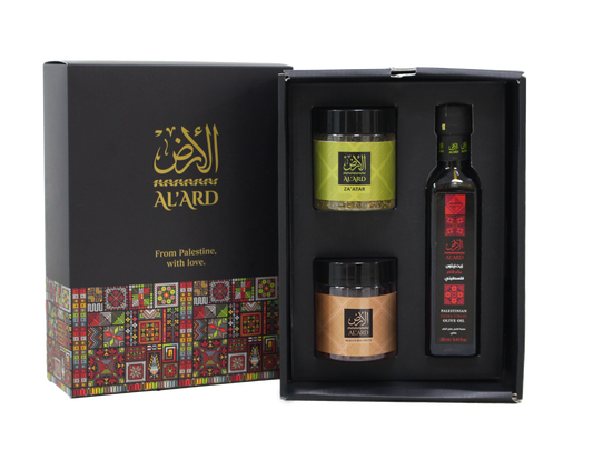 Al'Ard Gift - Extra Virgin Olive Oil - 250ml + Premium Za'atar 120g + Dukkah Blend 120g